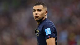 LUSAIL CITY, QATAR - DECEMBER 18: Kylian Mbappe of France   during the FIFA World Cup Qatar 2022 Final match between Argentina and France at Lusail Stadium on December 18, 2022 in Lusail City, Qatar. (Photo by Catherine Ivill/Getty Images)