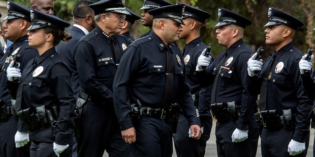 LAPD uniform inspection outdoors