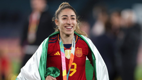 Spain's Olga Carmona celebrates after the FIFA Women's World Cup final match at Stadium Australia, Sydney, on August 20.