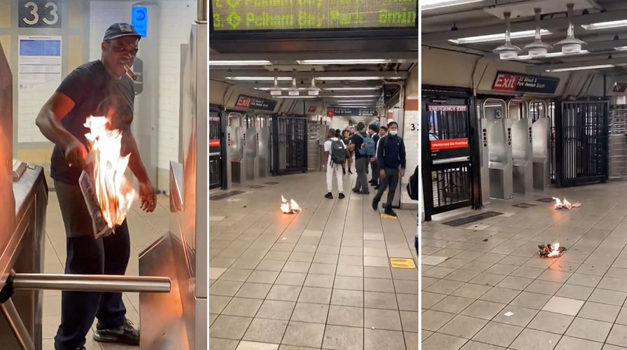 Man in NYC subway lights newspapers on fire, throws at school children