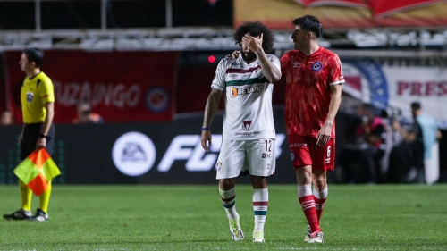 BUENOS AIRES, ARGENTINA - AUGUST 01: Marcelo of Fluminense cries after the injury of Luciano Sanchez of Argentinos Juniors (not in frame) during the Copa CONMEBOL Libertadores round of 16 match between Argentinos Juniors and Fluminense at Diego Maradona Stadium on August 01, 2023 in Buenos Aires, Argentina. (Photo by Daniel Jayo/Getty Images)