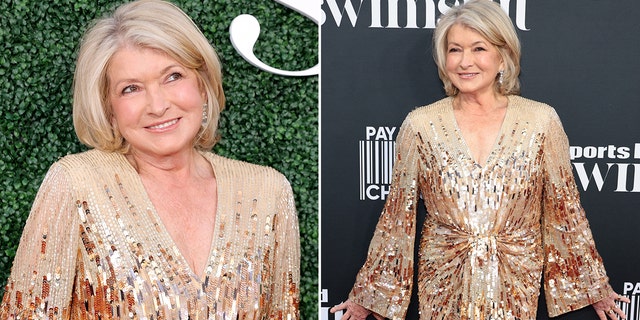 side by side images, close up of Martha Stewart smiling and a wider shot of Martha Stewart smiling at an event