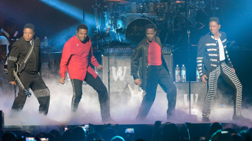 From left, Tito, Jackie, Marlon and Jermaine Jackson perform at the Staples Center last June in Los Angeles.