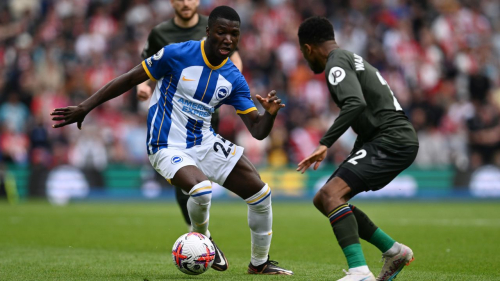 BRIGHTON, ENGLAND - MAY 21: Moises Caicedo of Brighton & Hove Albion in action during the Premier League match between Brighton & Hove Albion and Southampton FC at American Express Community Stadium on May 21, 2023 in Brighton, England. (Photo by Mike Hewitt/Getty Images)