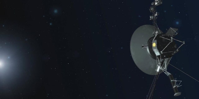 An illustration of NASA’s Voyager spacecraft in orbit