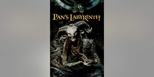 "Pan's Labyrinth" movie poster with fantastical creature and film title on cover.