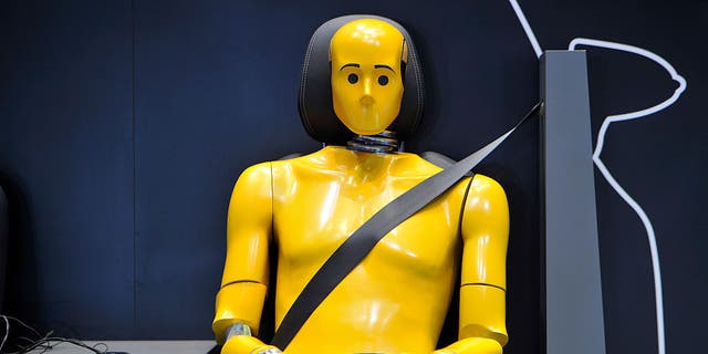 crash test dummy with seat belt