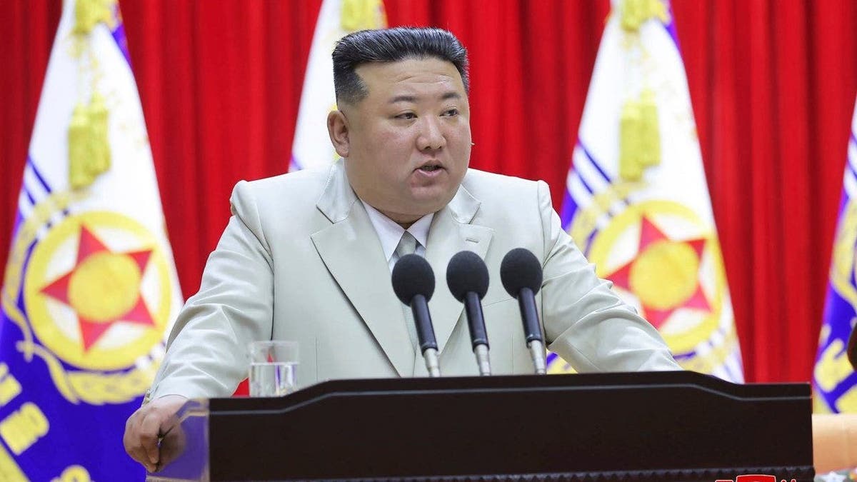 North Korean Supreme Leader Kim Jong Un addresses public navy headquarters