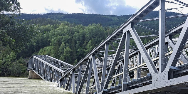 Collapsed railway bridge