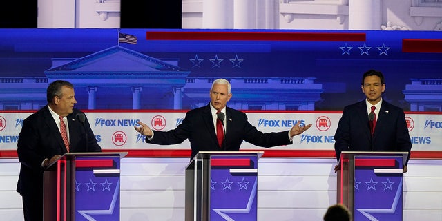 Mike Pence on the debate stage