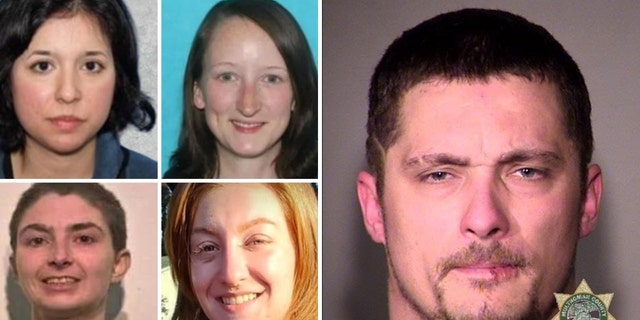 A split image of the Portland murder victims and Jesse Lee Calhoun