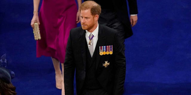 Prince Harry at the coronation of King Charles III and Queen Camilla