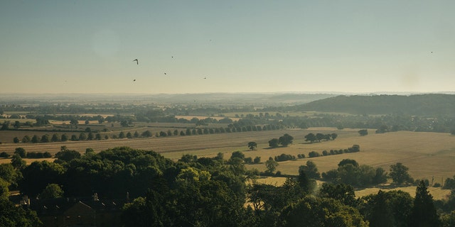 Landscape of the English countryside where Belvoir Castle is located