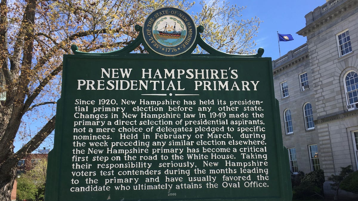NH presidential primary sign