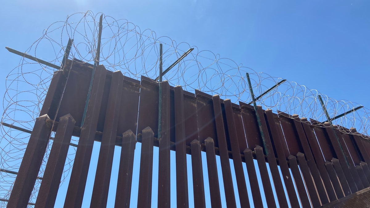 Razor wire on border wall in Arizona