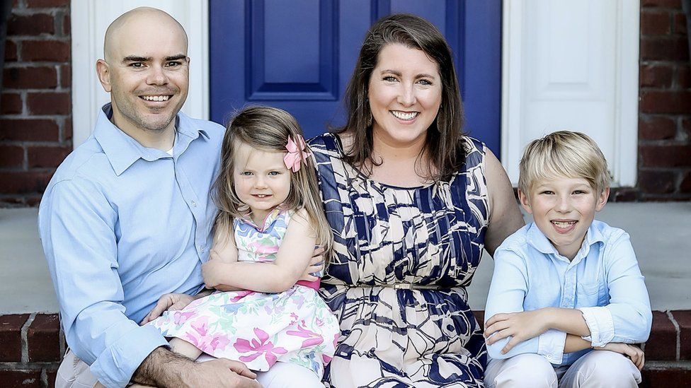 Kristin Dillensnyder with her husband and two children