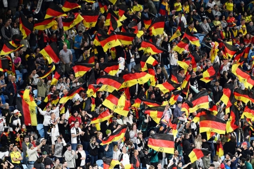 Germany fans attend the match against Colombia.