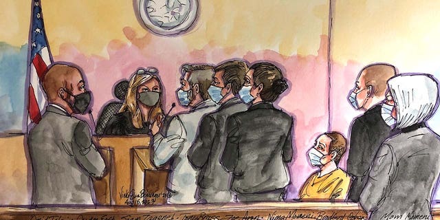 A court sketch depicts Nima Momeni’s arraignment in San Francisco