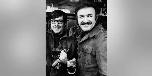 Black and white photo of William Friedkin and Gene Hackman