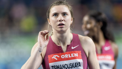 Krystsina Tsimanouskaya competes during   the World Athletics Indoor Tour Gold, Copernicus Cup 2023 in Torun, Poland on February 8, 2023.