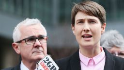 MELBOURNE, AUSTRALIA - SEPTEMBER 07:  Marriage equality advocate and Human Rights Lawyer Anna Brown speaks to media after the High Court delivered their in favour of having a same sex marriage postal vote on September 7, 2017 in Melbourne, Australia.