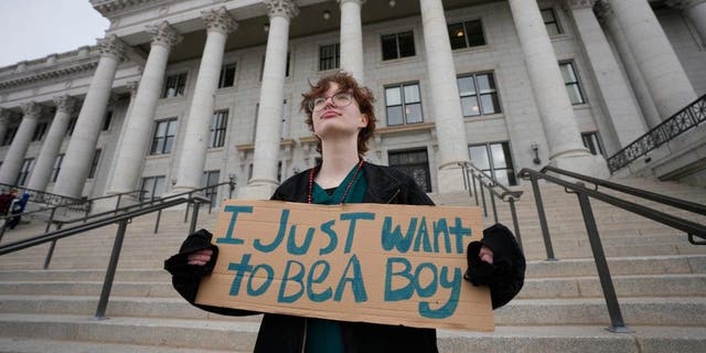 Trans kids rallygoer at Utah capitol