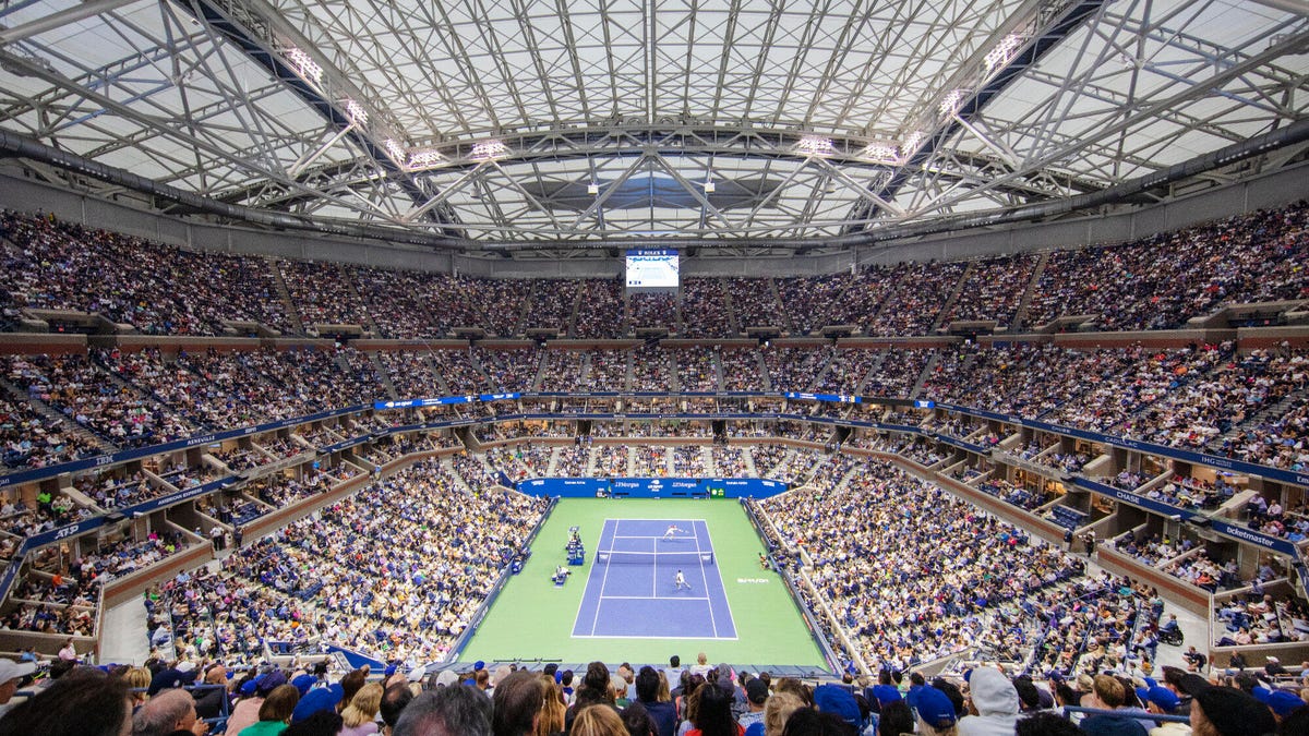 A general view of Arthur Ashe Stadium during a US Open tennis match.