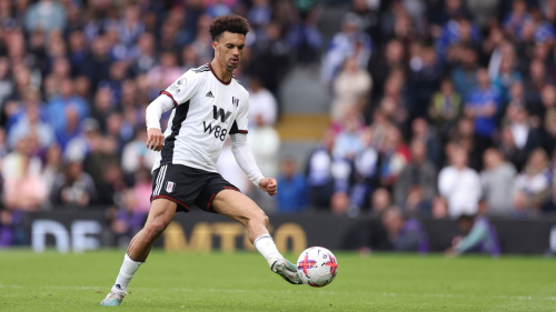 UK-born US national team defender Antonee Robinson in action for Fulham in the Premier League on May 8, 2023.