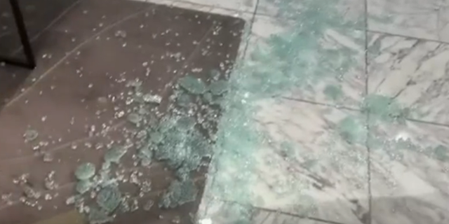 Broken glass in California Nordstrom store