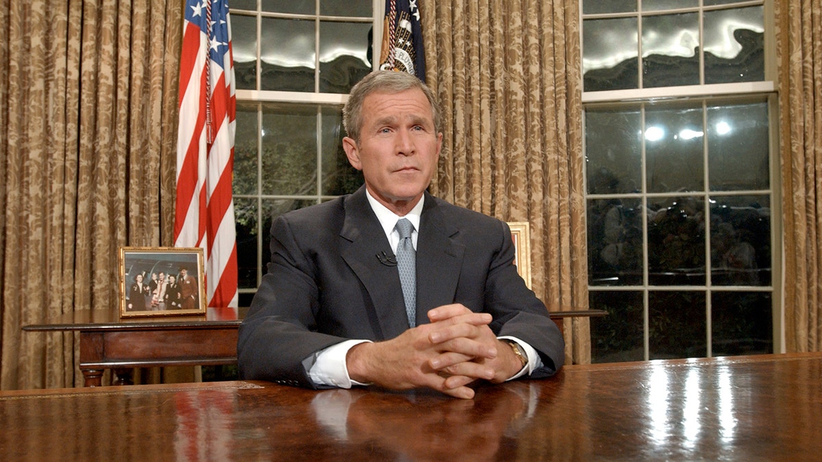 President George W. Bush addressing nation after 9/11 attacks
