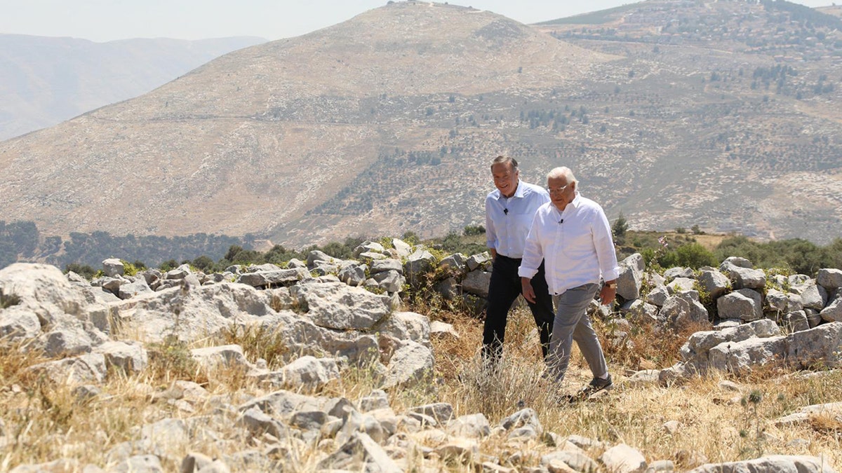 Mike Pompeo and David Friedman walking on Mount Eybal