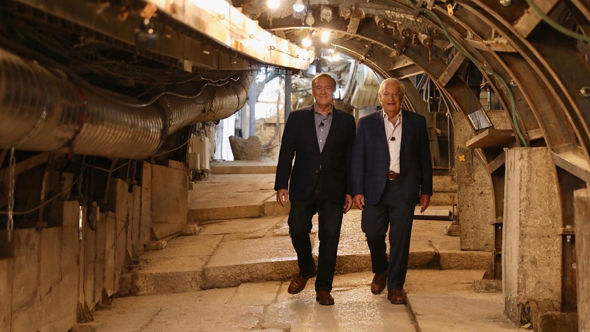 Former Sec. of State Mike Pompeo and Friedman walking through City of David