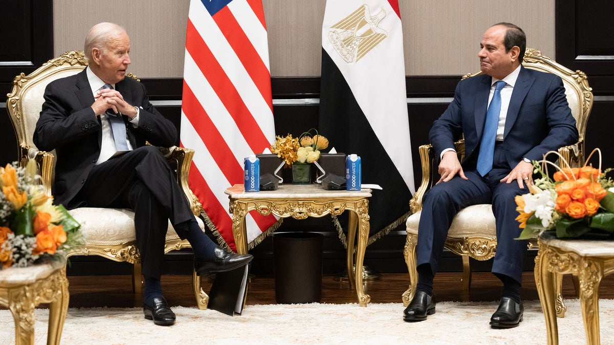 President Biden, left, Egypt's Abdel El-Sisi right