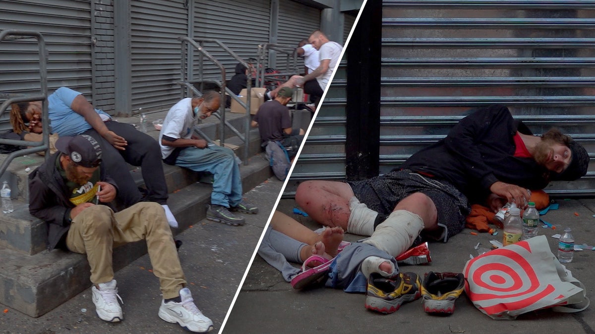 Drug users pass out or inject themselves on the sidewalk in Kensington