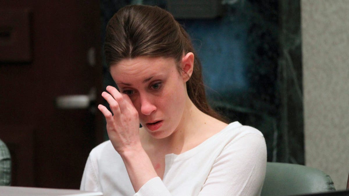 Anthony cries during her murder trial at the Orange County Courthouse in Orlando