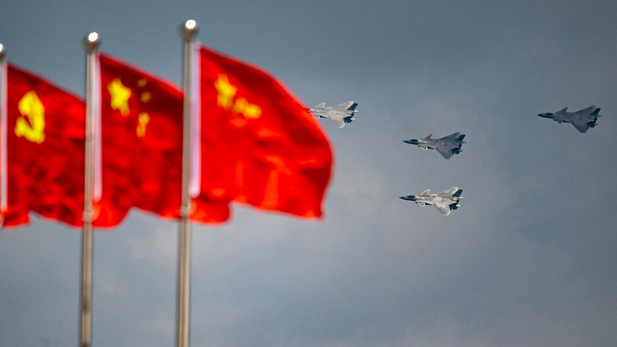 Chinese flags, planes