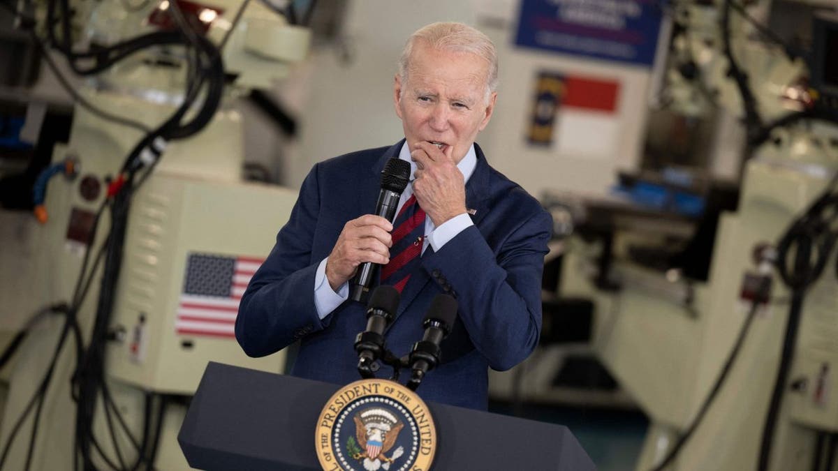 President Joe Biden talking to crowd