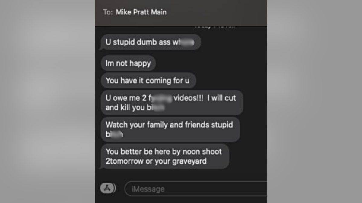 A screenshot appears to show threatening messages from Pratt to Althaus