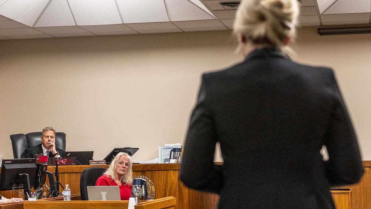 Anne Taylor talks to Judge John Judge during Bryan Kohberger’s hearing