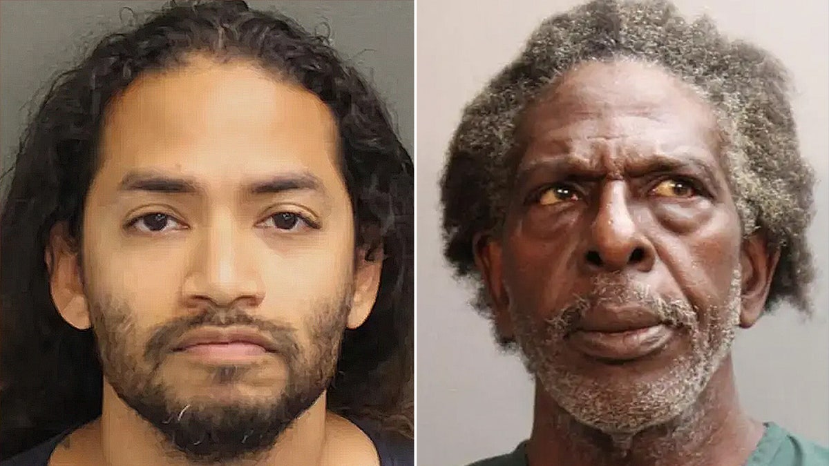 Side by side booking photos of stone faced men.