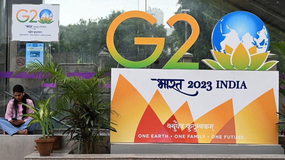 Sign seen for G-20 in India