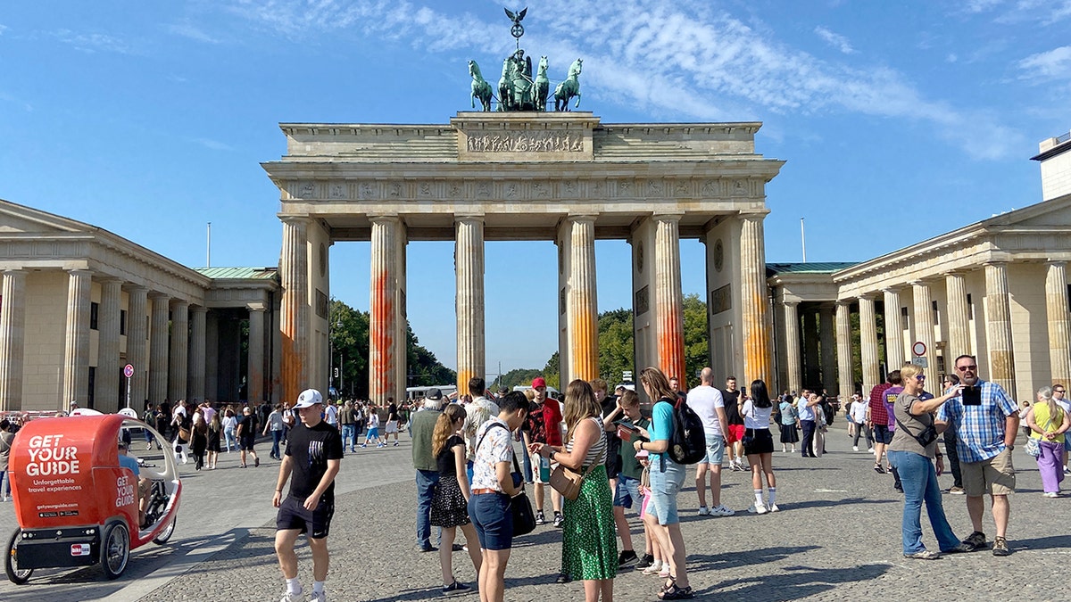 Climate change protestors Brandenburg Gate