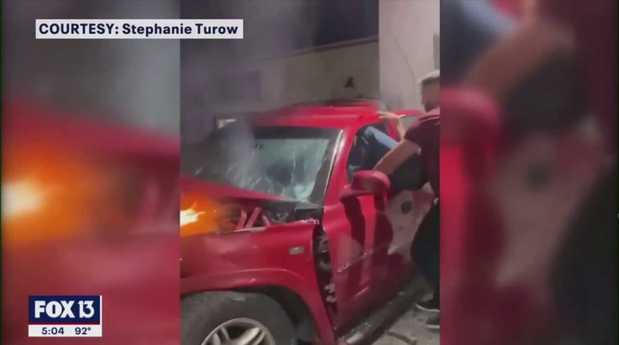 Good Samaritan pulls man from burning car in Florida