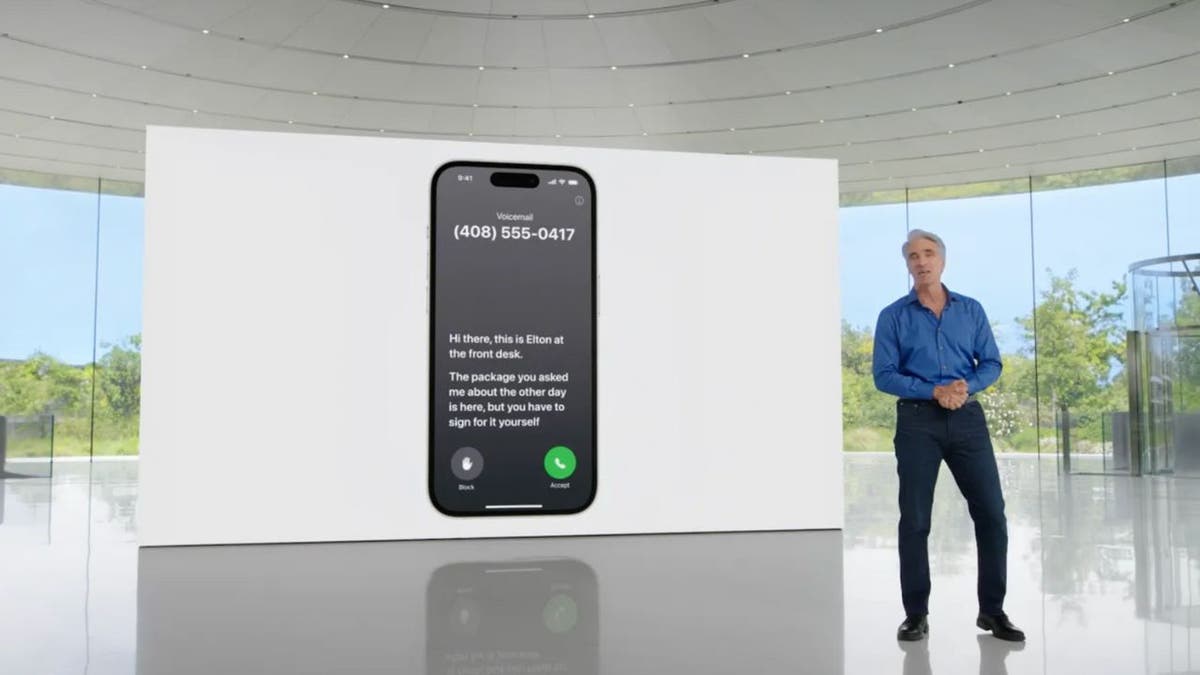 Man showing the live voicemail screen.