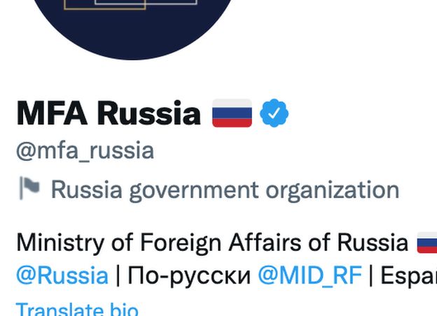 A Russian government account flagged by Twitter