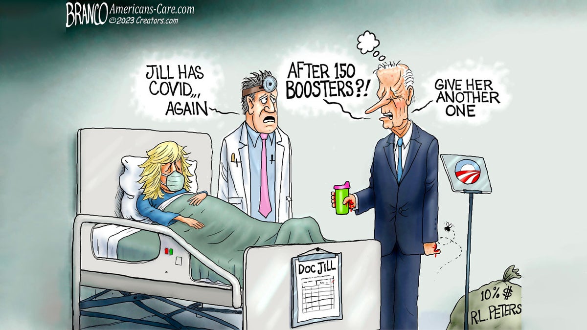 Political cartoon on Jill Biden's second covid diagnosis