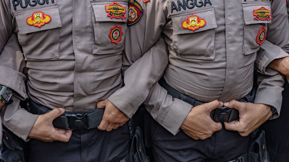 closeup shot of Indonesia police officers
