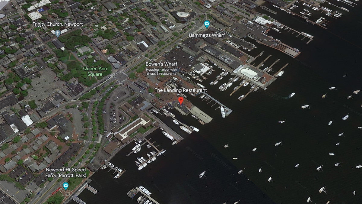 map showing The Landing Restaraunt in Newport, Rhode Island