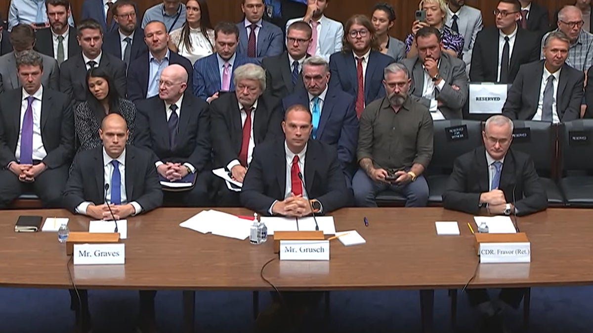 UFO whistleblowers at the July 26, 2023, House subcommittee hearing