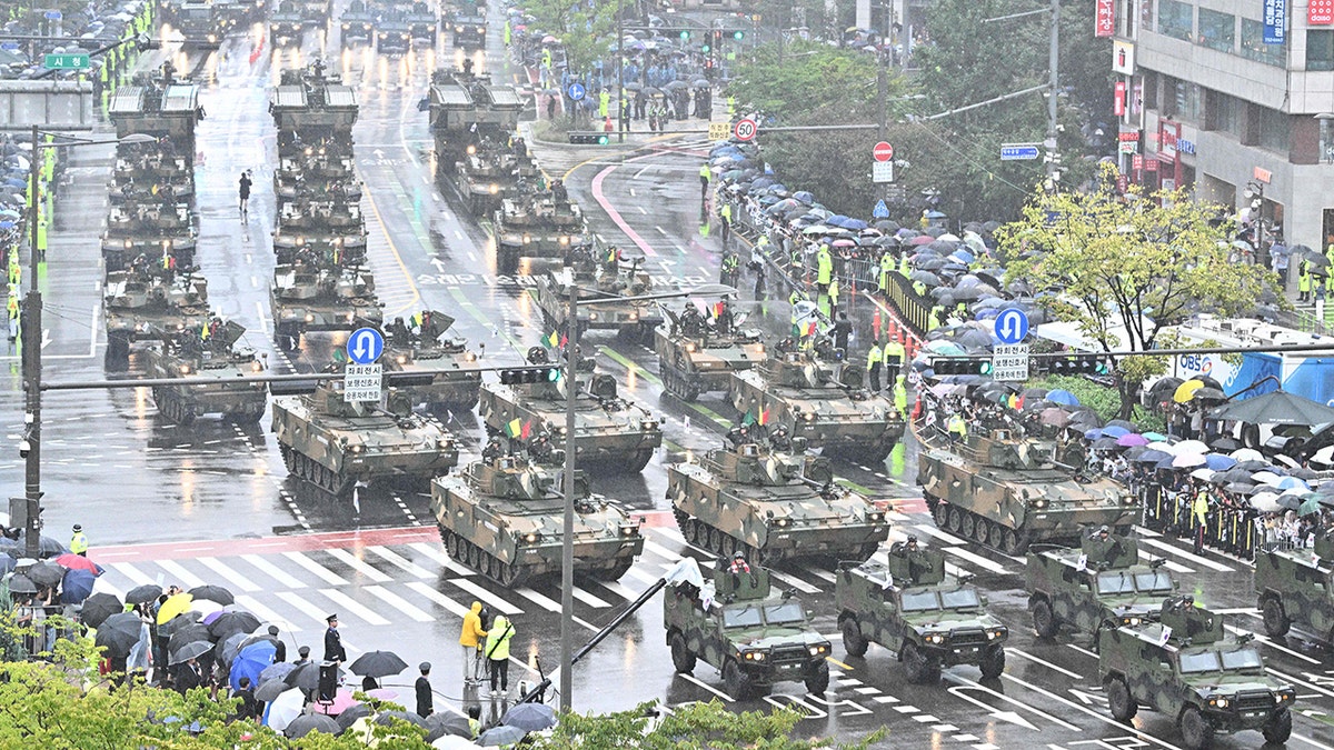 Parade of military vehicles